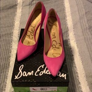 Sam Edelman Hazel hot pink suede pumps